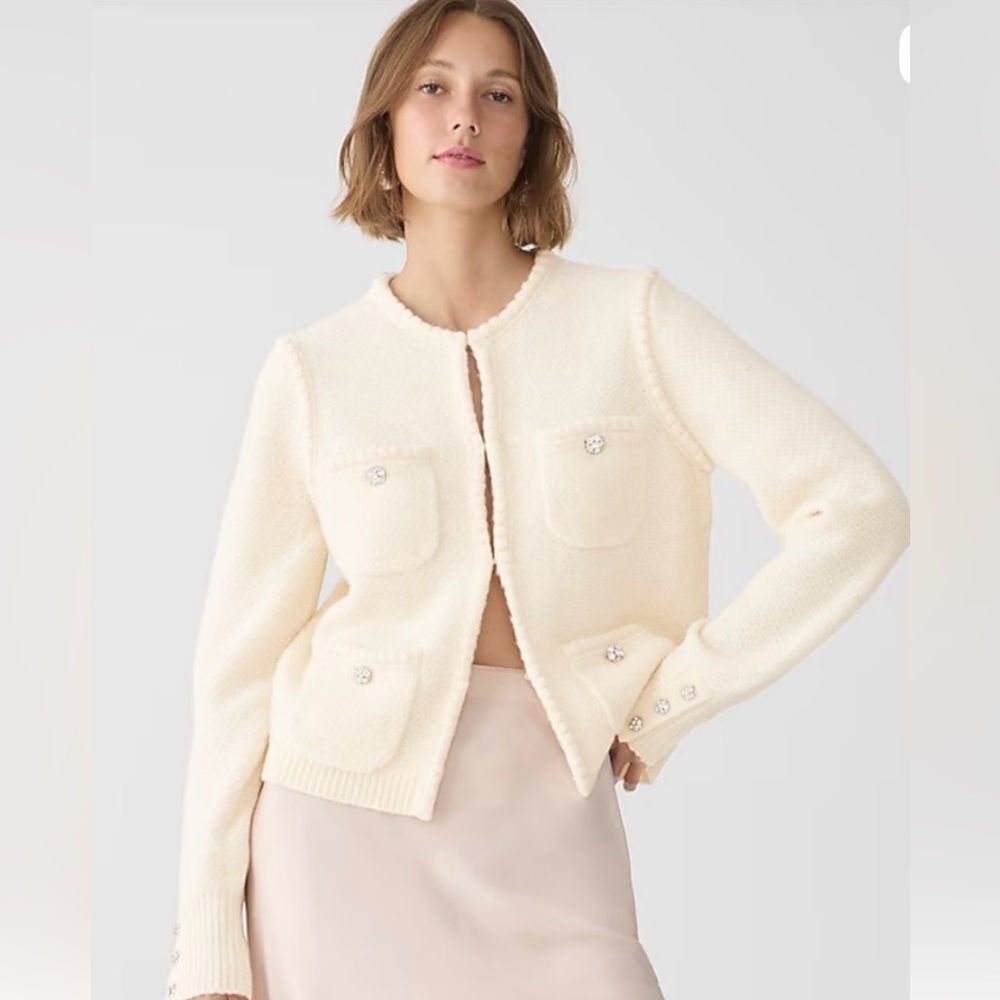 J. Crew Odette Ladies Jacket With Jeweled Crystal Buttons